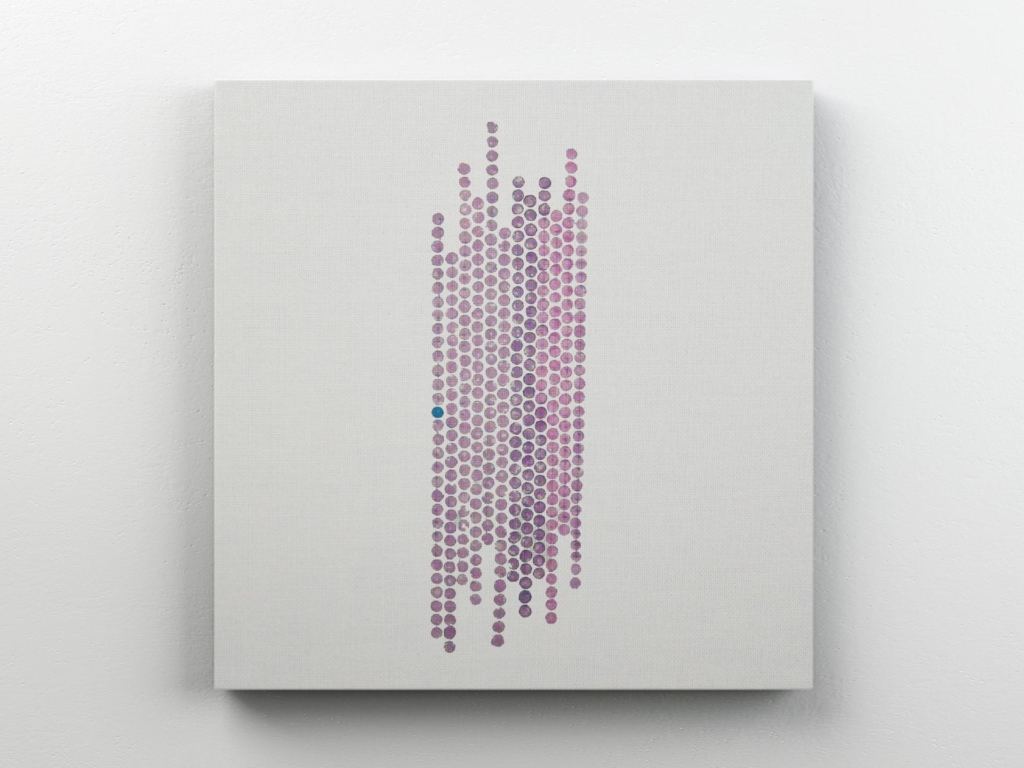 abstract-dots-number-represention-painting-on-square-canvas-on-wall