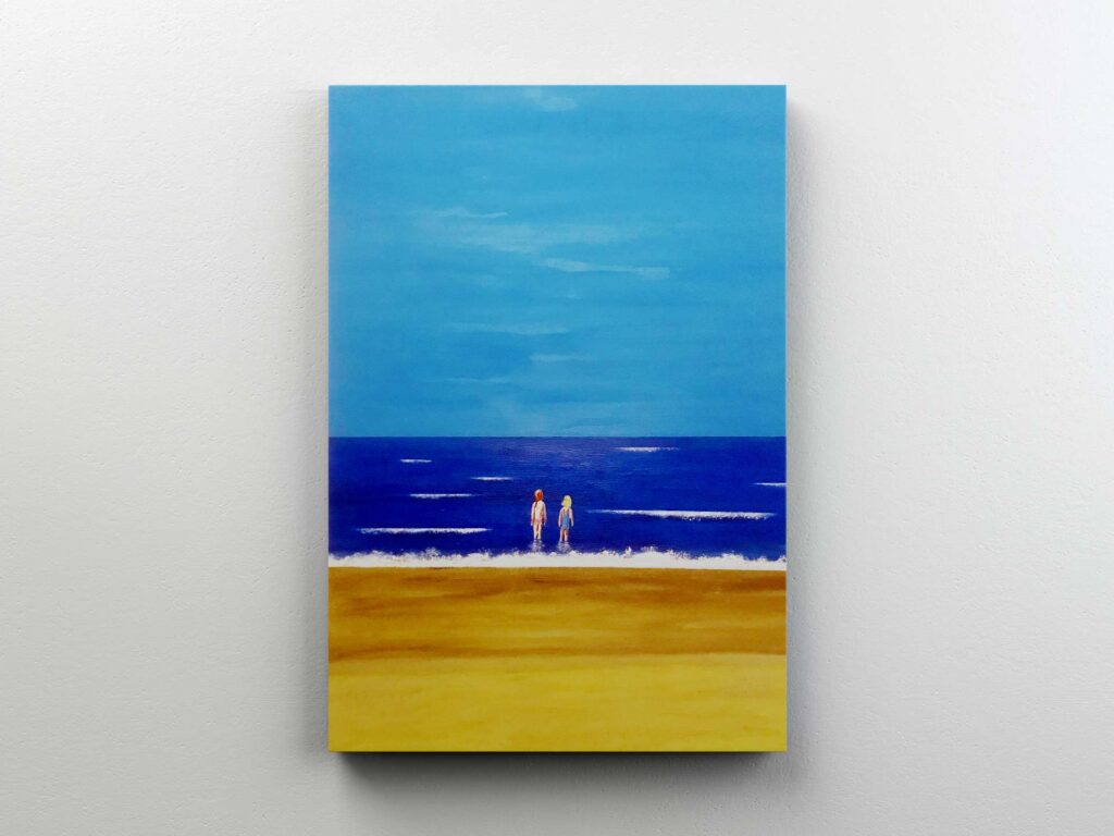 painting of children on a beach